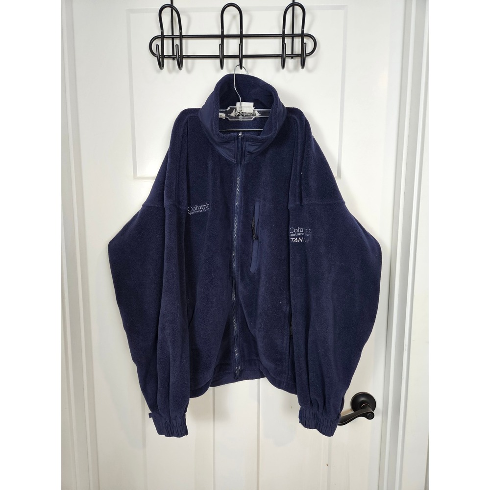 Columbia Titanium Women Large Navy Blue Full Zip Fleece Jacket Mock Neck Venting